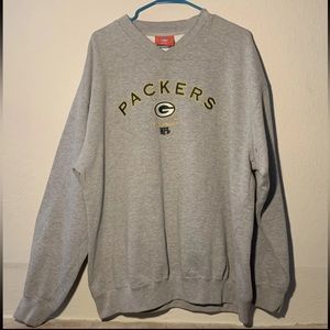 Green Bay Packers Sweatshirt Men's Medium Gray Pullover V-neck Vented NFL